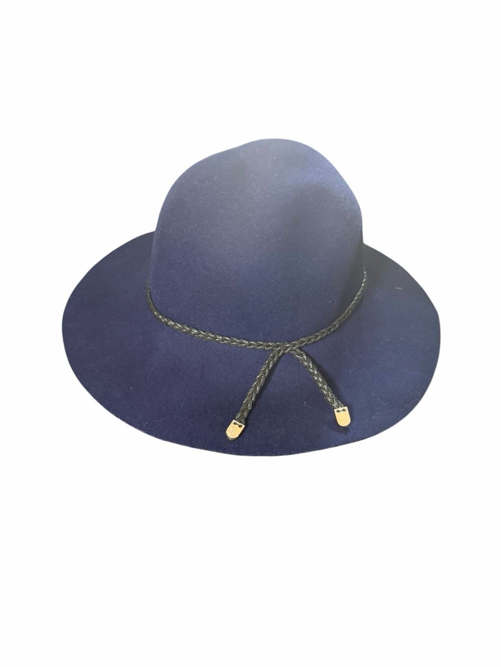 C.C Navy Wide-Brim Felt Fedora with Braided Trim Women’s OS